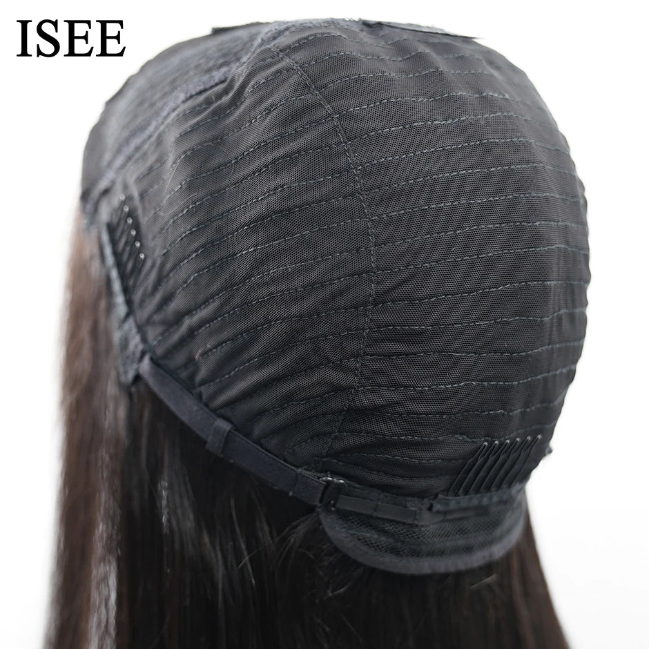 ISEE HAIR Wigs Brazilian Straight V Part Wig No Glue Hair Wig Straight Hair V Part Wig Human Hair Wigs For Women Human Hair