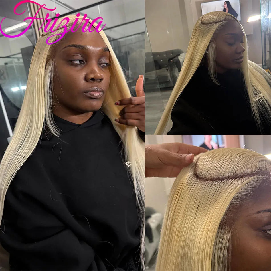 613 Blonde HD Lace Human Hair Wigs 13x6 Transparent Lace Frontal Wigs Bone Straight 100% Brazilian Human Hair Wigs 220 Density