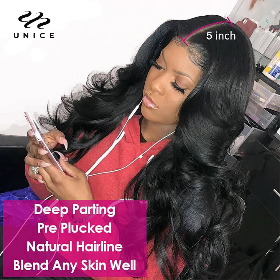 Unice Hair 5x5 HD Lace Closure Body Wave Brazilian Virgin hair 100% Human Hair undetectable Lace Closure Invisible Knots Skin M