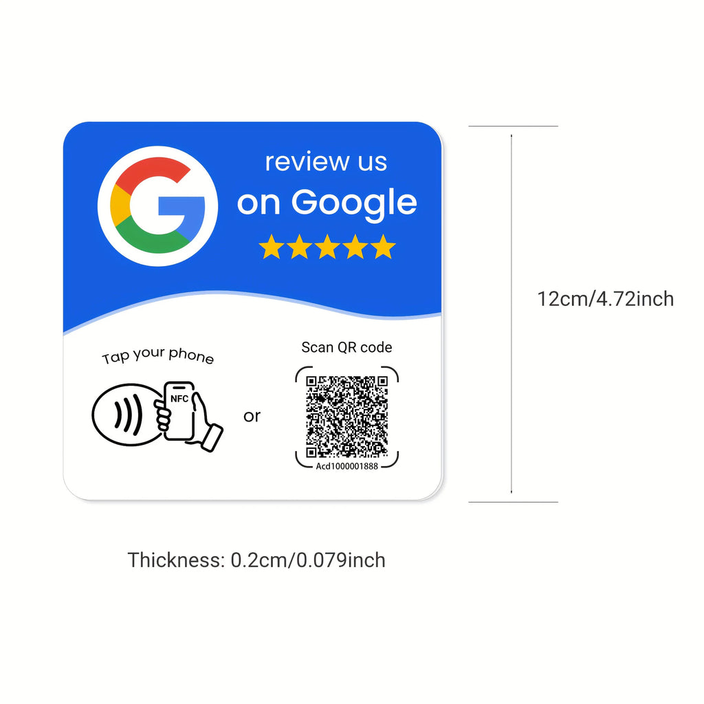 HACHANLUN programmable NFC 215 square for Google Review Card NFC Station Table 13.56Mhz QR code editable Standing Card