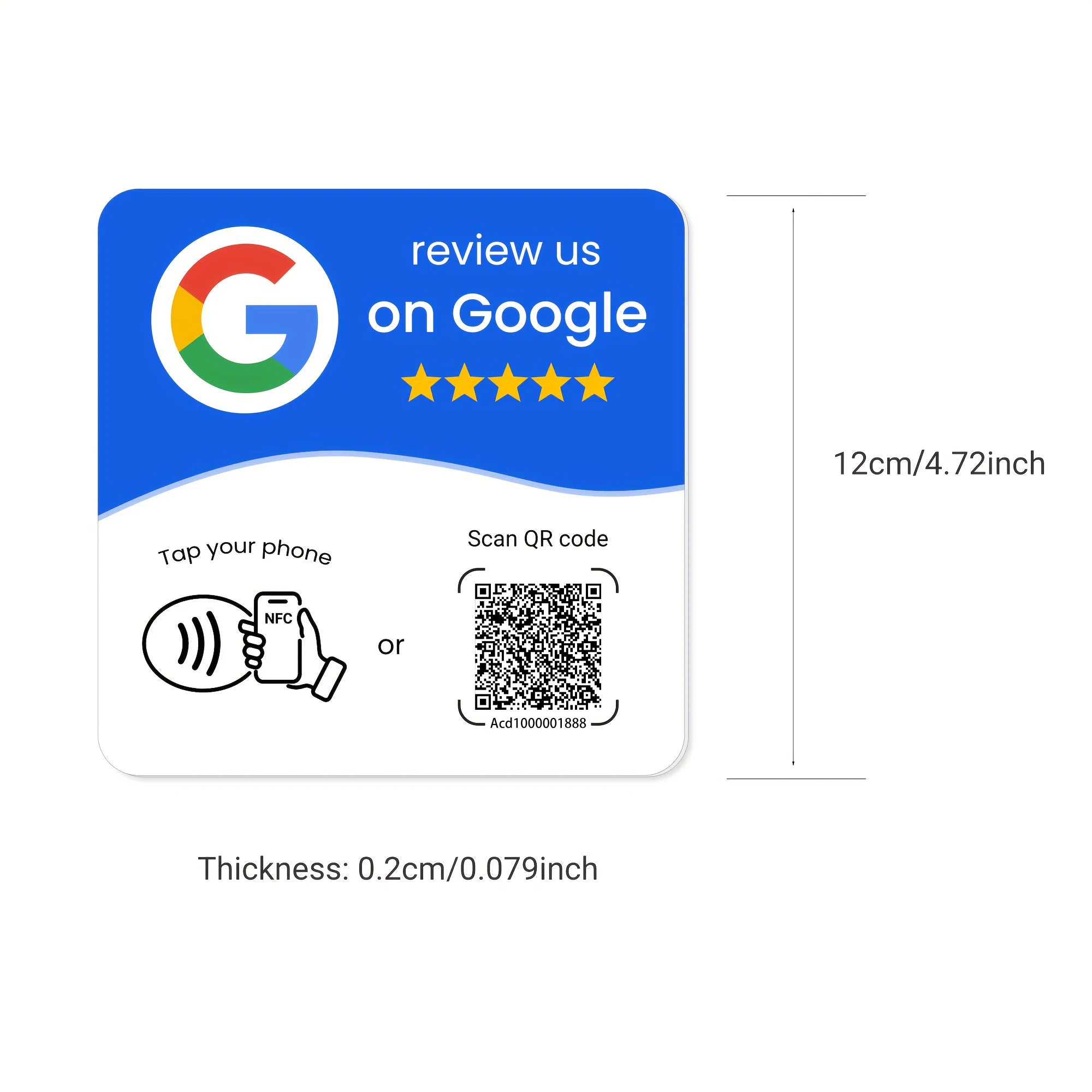 HACHANLUN programmable NFC 215 square for Google Review Card NFC Station Table 13.56Mhz QR code editable Standing Card