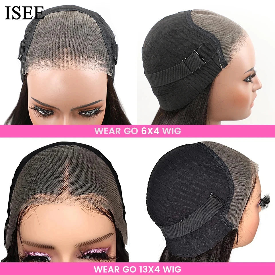 Wear Go Glueless Wig ISEE HAIR Brazilian Loose Deep 13x4 Lace Front Wig Preplucked Human Wigs Ready To Go Pre Cut 6x4 Lace Wig