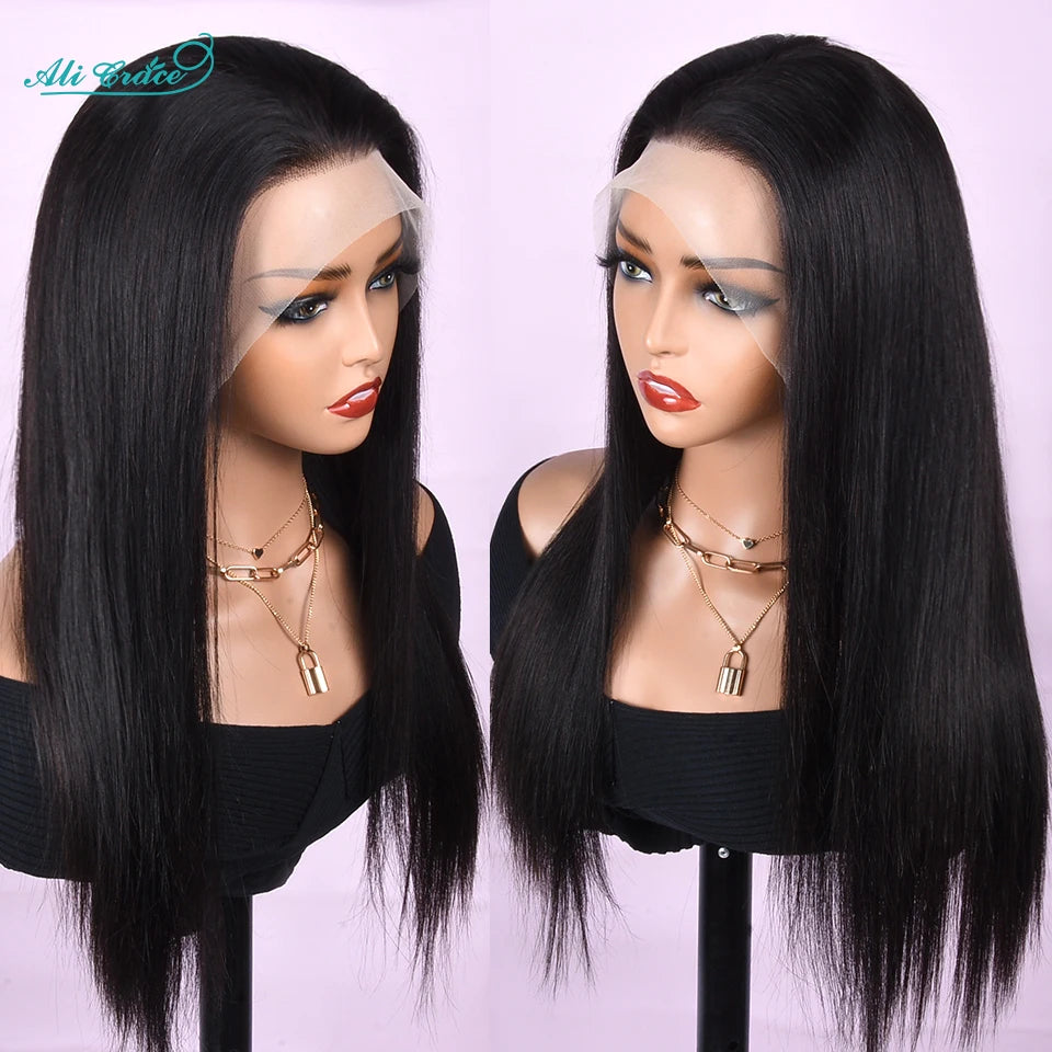 Ali Grace Straight Human Hair Wigs Bleached Knots 13x4 Lace Front Wig Brazilian Straight Hair Pre-plucked Hairline For Women