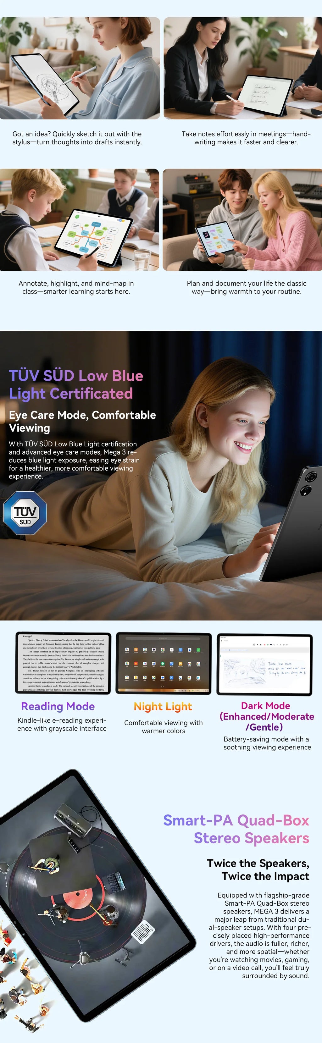 【World premiere】Blackview MEGA 3 Tablet 12.1" 2.5K 90Hz Display 12GB 256GB 8800mAh 50MP Camera 33W Fast Charging Android 15 Pa