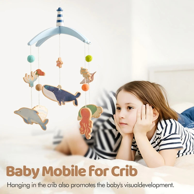 Newborn Baby Rattles Toys 0-12 Months Soft Felt Whale Bed Bell Infant Mobile Crib Hanging Musical Carousel Toy Boys Girls Gift