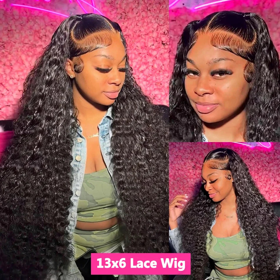 13x6 HD Lace Front Water Curly Wave Human Hair Wigs 40 Inch Long Exotic Jerry Curly Human Hair Frontal Wigs Full Bouncy