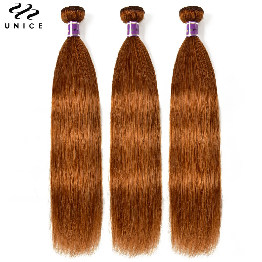 UNice Hair #30 Arburn Silky Straight Virgin Human Hair Bundles 1/3/4 PCS Deal 100Grams 10A Grade 100% Human Hair Extensions