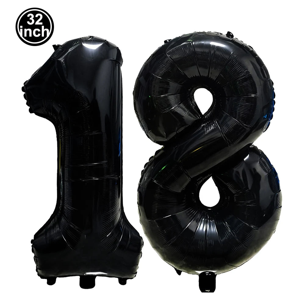 Number 18 Balloon 18 Digit Balloon Eighteen Figure Blue Green 18th Birthday Big Large Red Rose Golden Black Colorful 32inch Ball