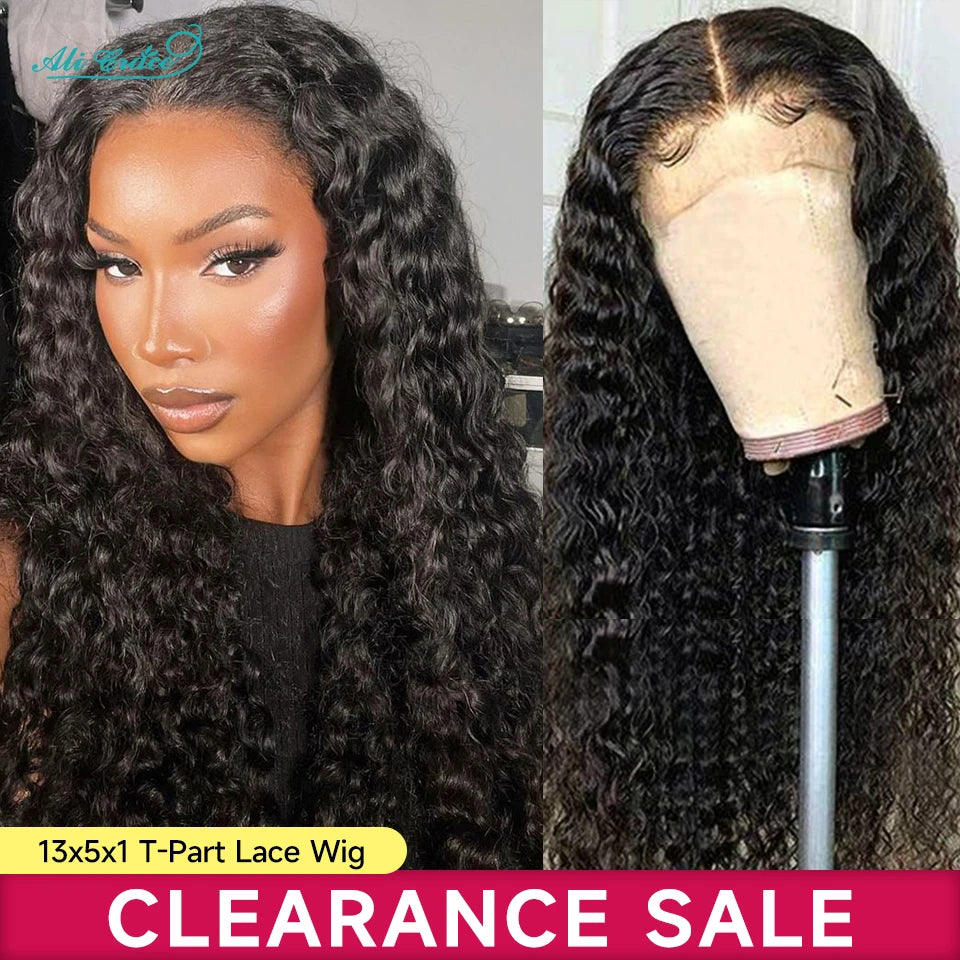 Ali Grace Water Wave Hair 13x5x1 Lace Part Human Hair Wigs For Womem Pre-plucked Hairline Natural Water Wave Human Hair Wigs