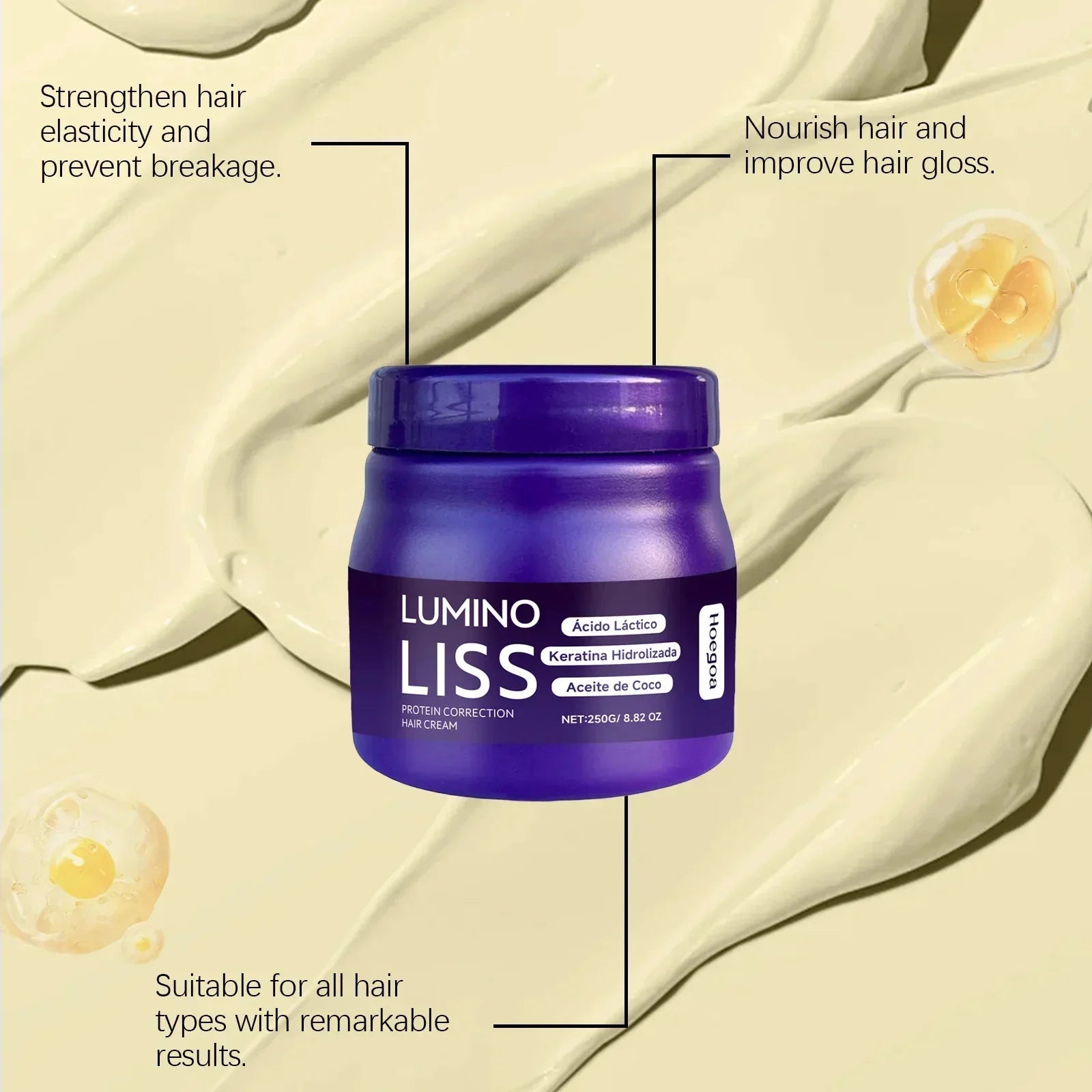 Protein Straightening Cream Nourishes Softens Hair Creating Silky Smooth Hair Repair Frizz Curls Naturally Without Damaging Hair