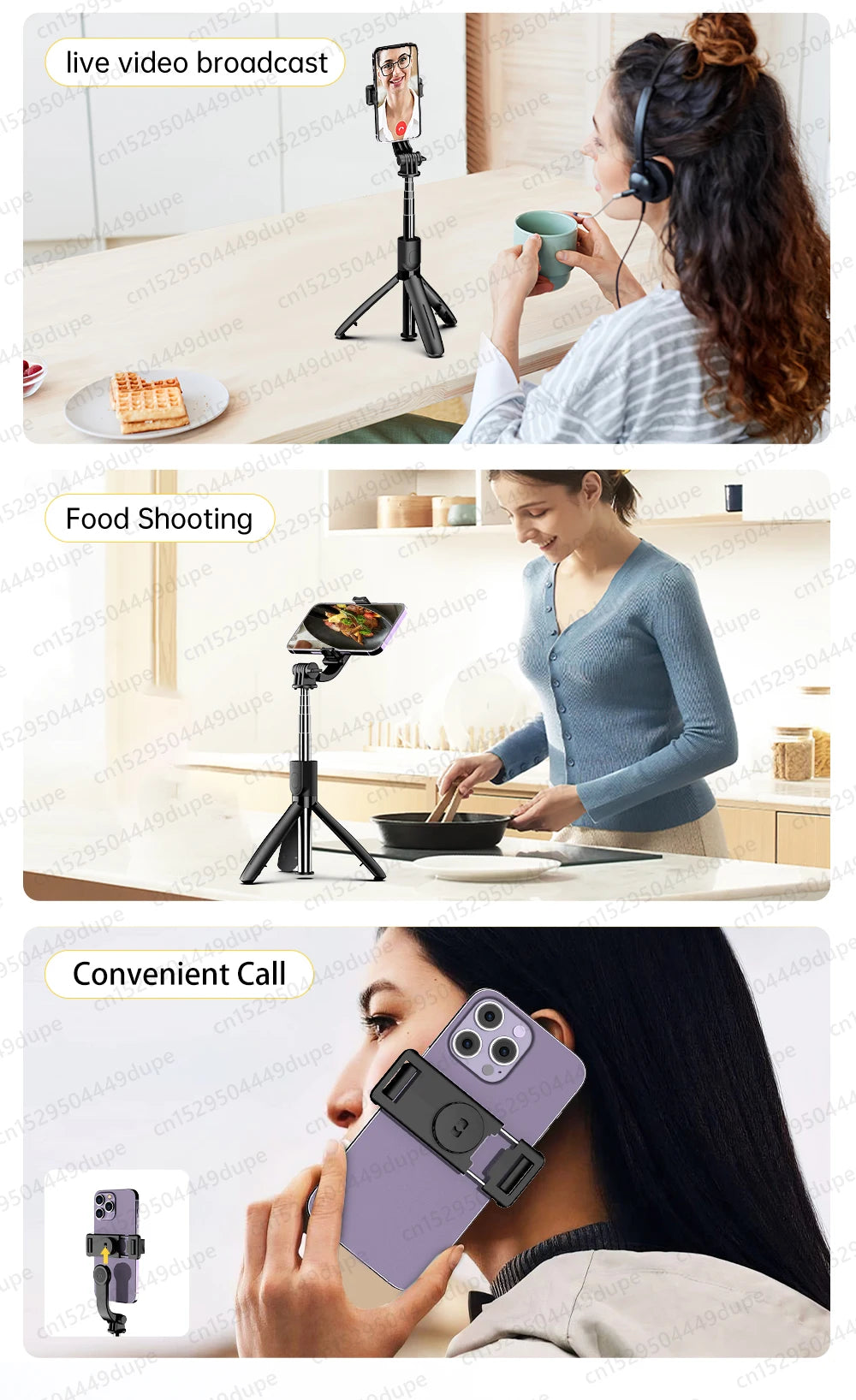 TOKQI-L21 Selfie Stick Telescopic Travel Handheld Tripod Portable Phone Stand for Cell Phone Live Streaming TikTok Recording