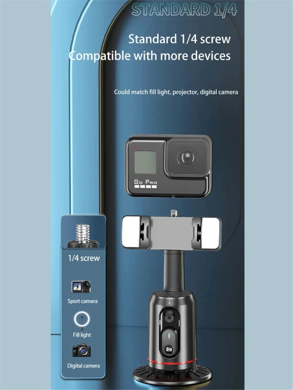 COOL DIER 2026 New 360 Rotation Gimbal Stabilizer, Selfie Stick Tripod Desktop Face Tracking Gimbal for Tiktok Smartphone Live