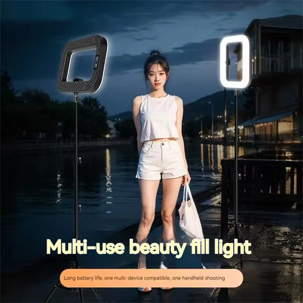 New Handheld Ring LED Rechargeable Fill light Portable Mobile Phone Live Broadcast selfie Photography Desktop Rabbit Cage