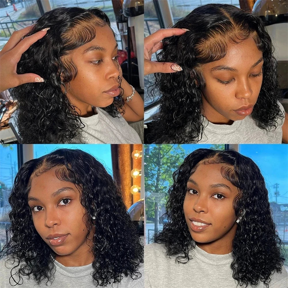 Brazilian Deep Wave Bob Wig - 100% Human Hair Lace Front Wig for Women