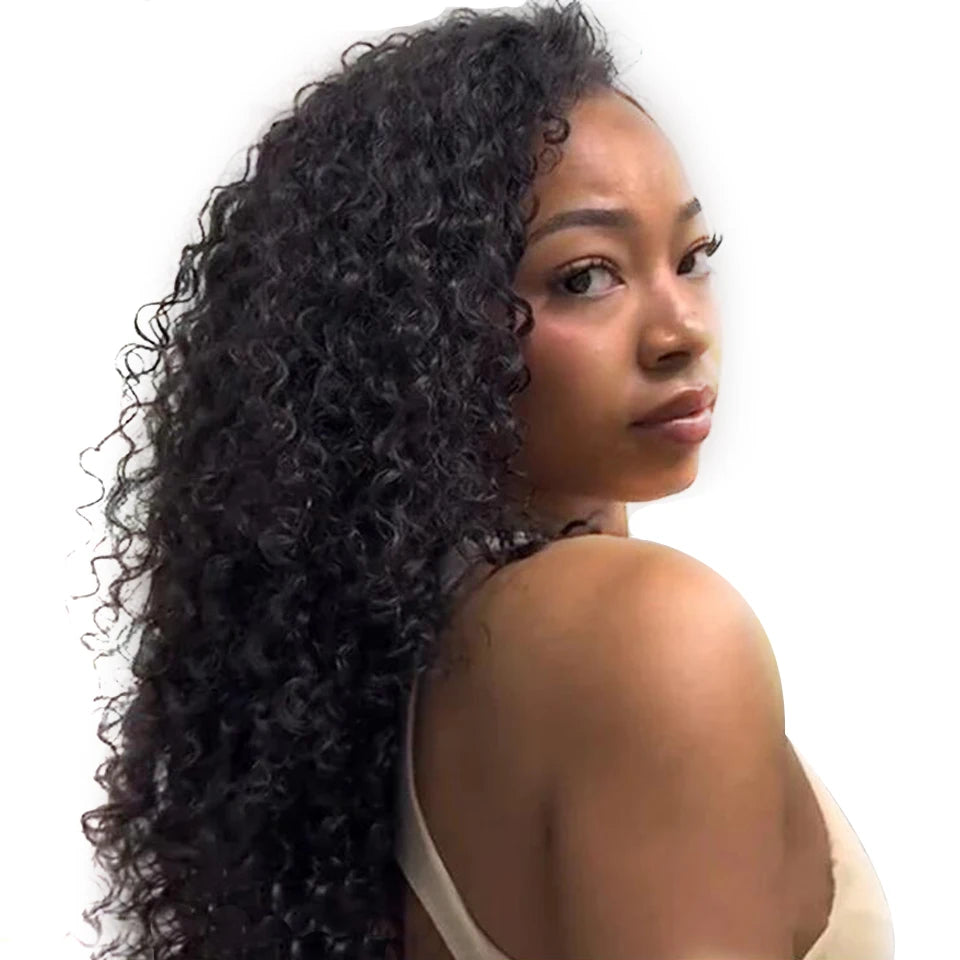 ISEE Hair Water Wave Half Wig 100% Human Hair Wigs Ready To Wear Beginner Friendly Natural Glueless Wigs Adjustable & Breathable