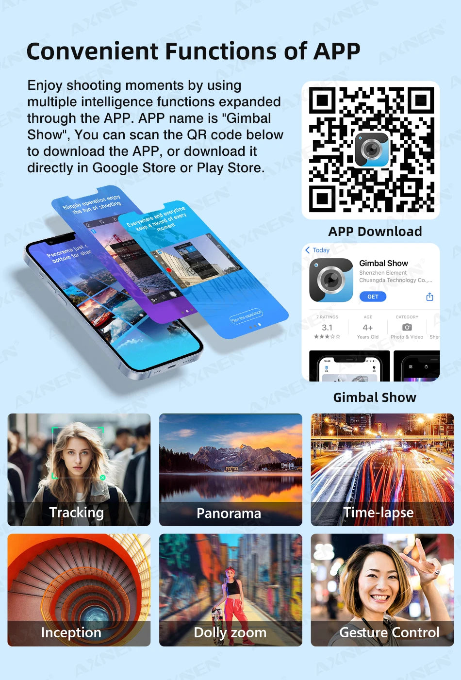 3 Axis Handheld Gimbal Stabilizer for Smartphone with Fill Light for iPhone Android Face Tracking Tiktok Vlog Smart Gimbals HQ6