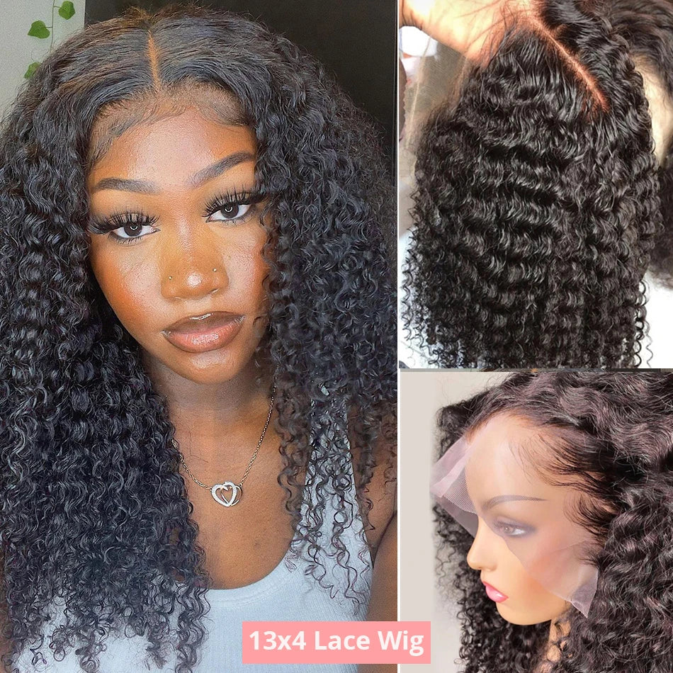250 Density Water Curly Short Bob Wig Glueless Human Hair Brazilian Deep Wave 13x4 13x6 HD Lace Frontal Human Hair Wig For Women