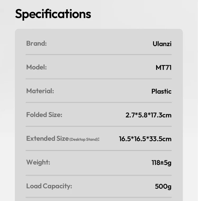 Ulanzi MT71 MagLock Mini Selfie Stick 4-Section Extendable Pole Cell Phone Accessories Tripod for Vlog Tiktok Live Streaming