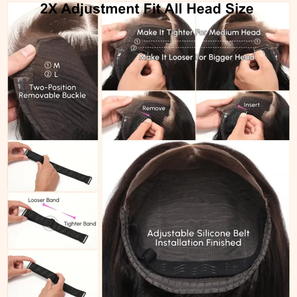 UNice Pre Everything 13x4 Lace Front Kinky Straight Human Hair Wigs Pre Cut Pre Bleached Pre Plucked Lace Frontal Wigs