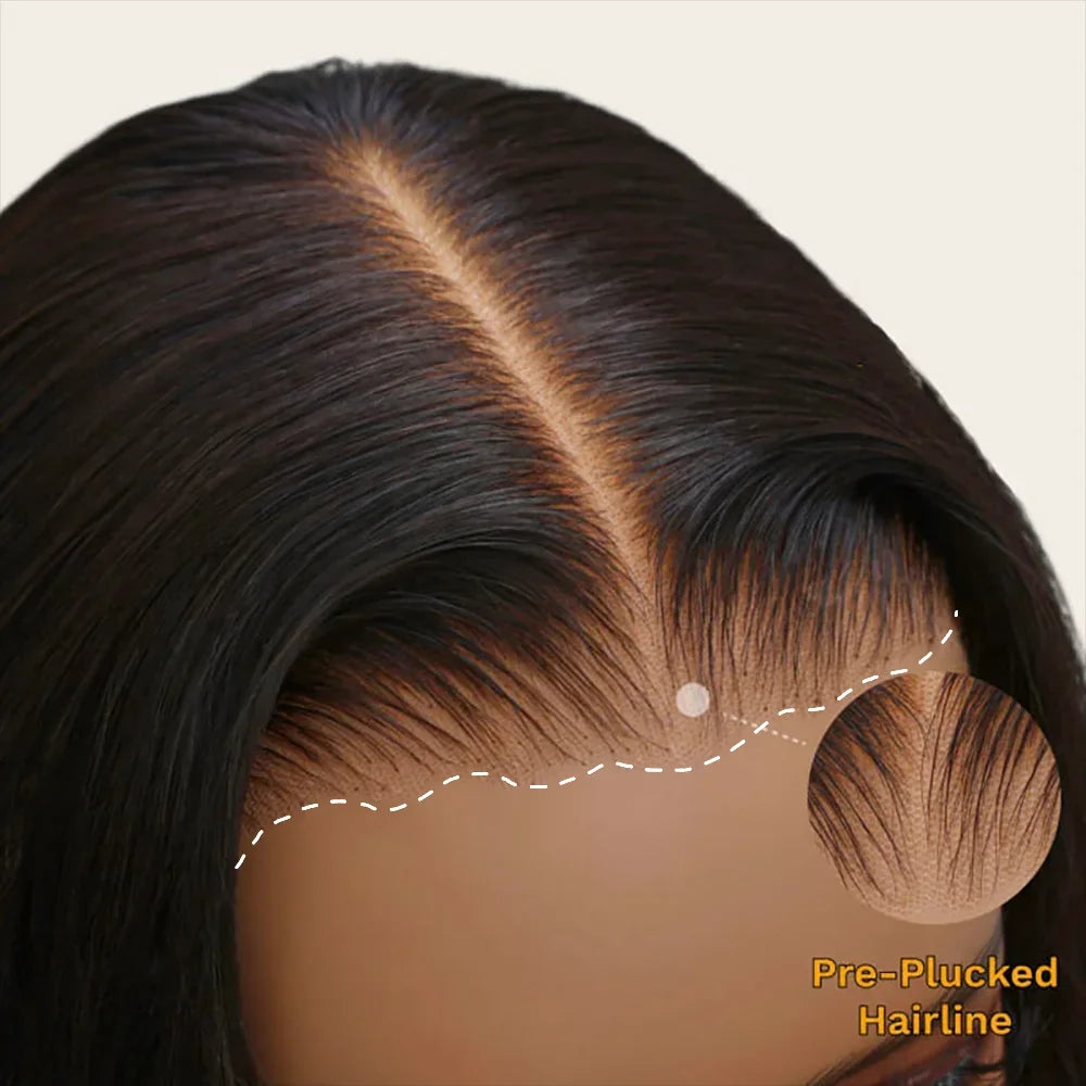 Glueless Invisible Strap Snug Fit 360 Full Lace Human Hair Wigs 7x5 Lace Closure Wig 250% Inspired Layers With Curtain Bang Wig