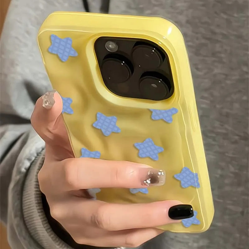 Dopamine Star Meteorite Textured Phone Case for iPhone 16 15 14 Plus 13 12 11 Pro Max XS Max XR XS X 8 7 Plus Soft Covers Funda