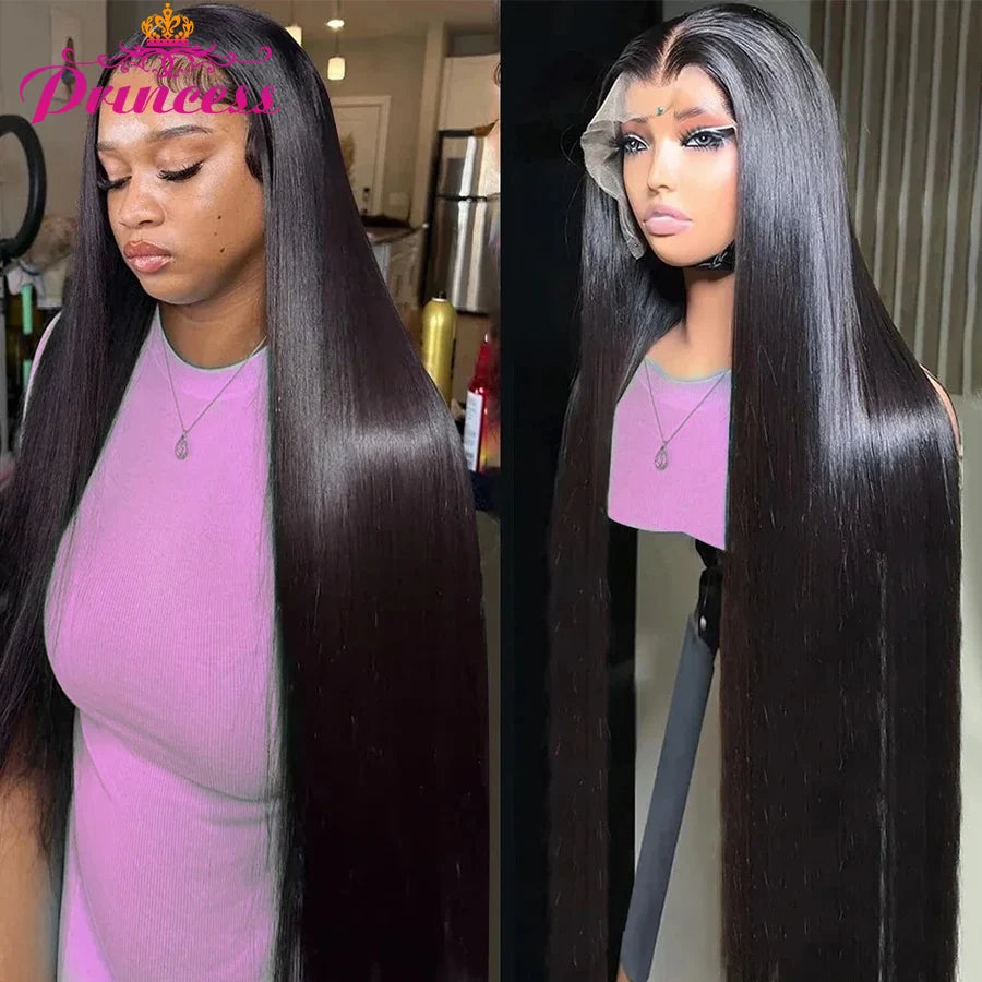 Princess Hair 13x6 HD Lace Frontal Human Hair Wigs Pre Plucked Straight Transparent Lace Front Human Hair Wigs For Women