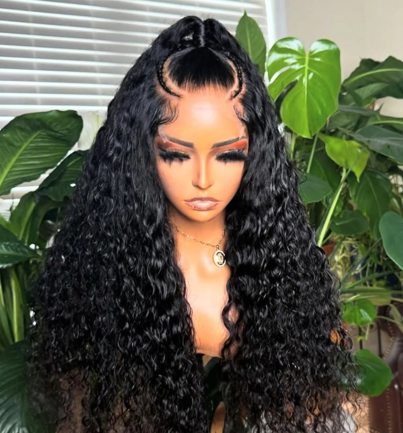 Black Color 13X4 HD Lace Frontal Synthetic Wig For Women Ponytails Deep Curly Preplucked With Baby Hair Cosplay Daily Drag Queen