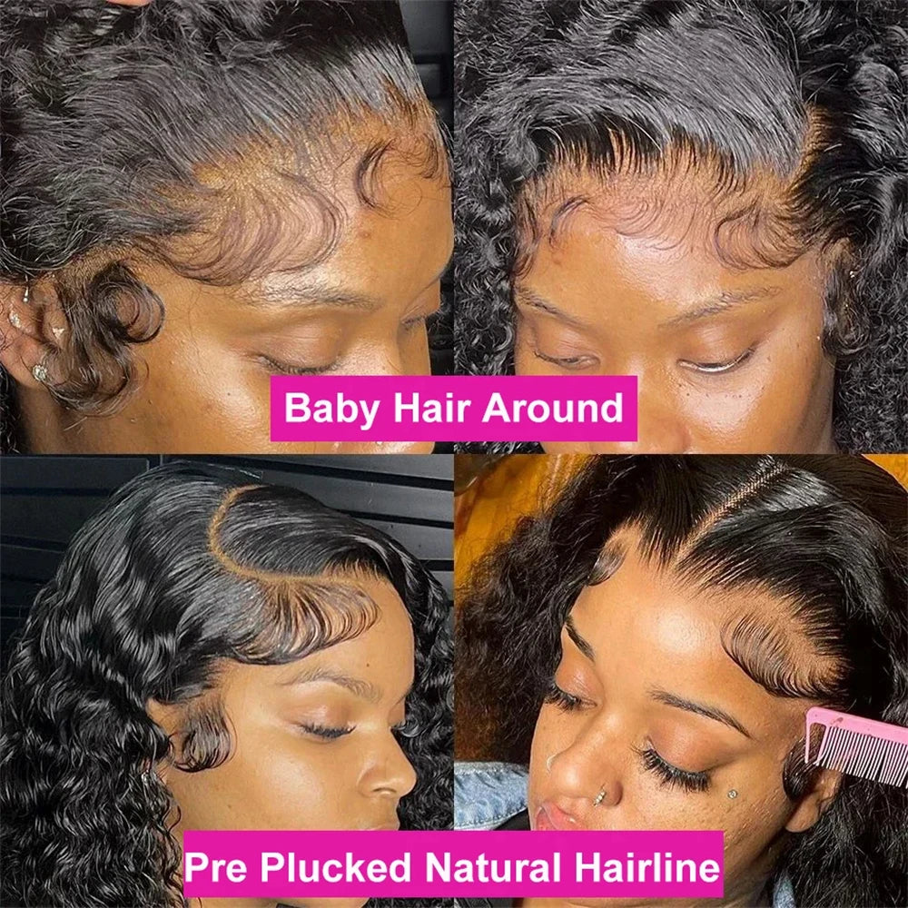 Brazilian Deep Wave Bob Wig - 100% Human Hair Lace Front Wig for Women