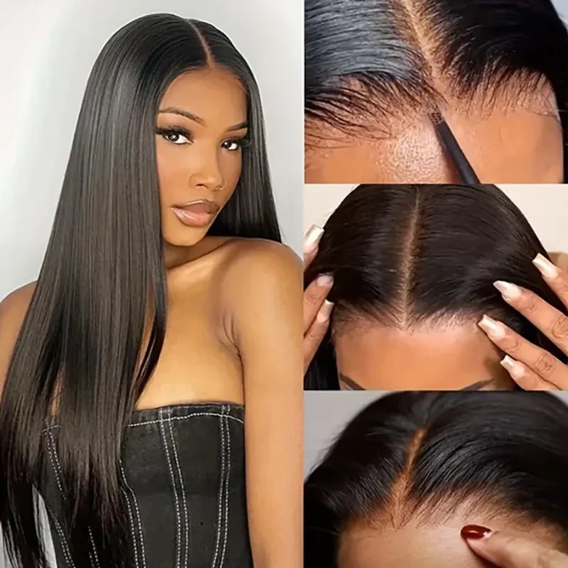 NEW IN Straight 7x5 Wear And Go Glueless wigs human hair Pre Bleached Knots Lace Front Wig Pre Cut Pre Plucked Glueless Wig