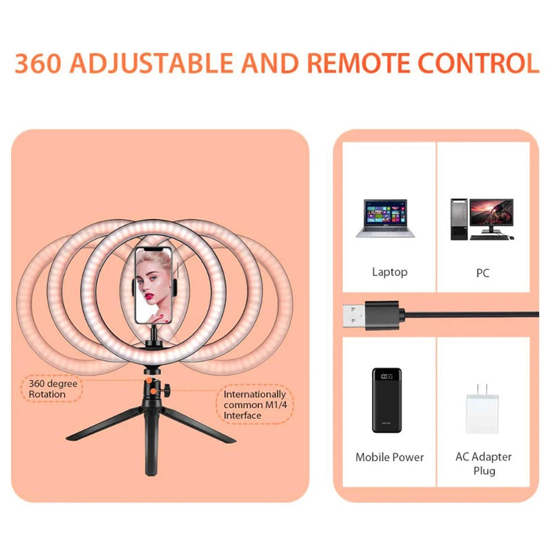 33cm Selfie Ring Light 12 in LED Tripod Phone Stand Holder Photography RingLight Circle Fill Light Led Color Lamp Trepied Makeup
