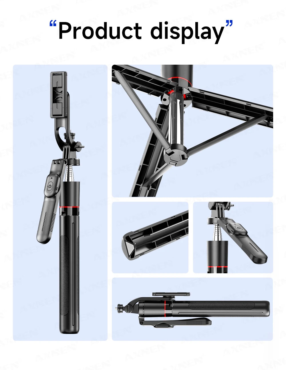 AXNEN New 1.7M Wireless Selfie Stick Tripod Foldable Stand For Gopro Action Camera Smartphones Balance Steady Shooting Live Vlog