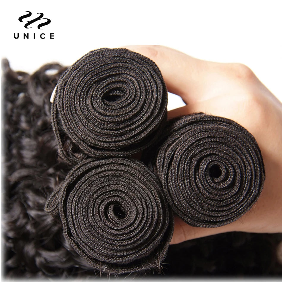 Unice Hair Peruvian Curly Hair Bundles 1 Piece Human Hair Extensions 8"-26" 100% Remy Human Hair Weave Bundles Natural Color