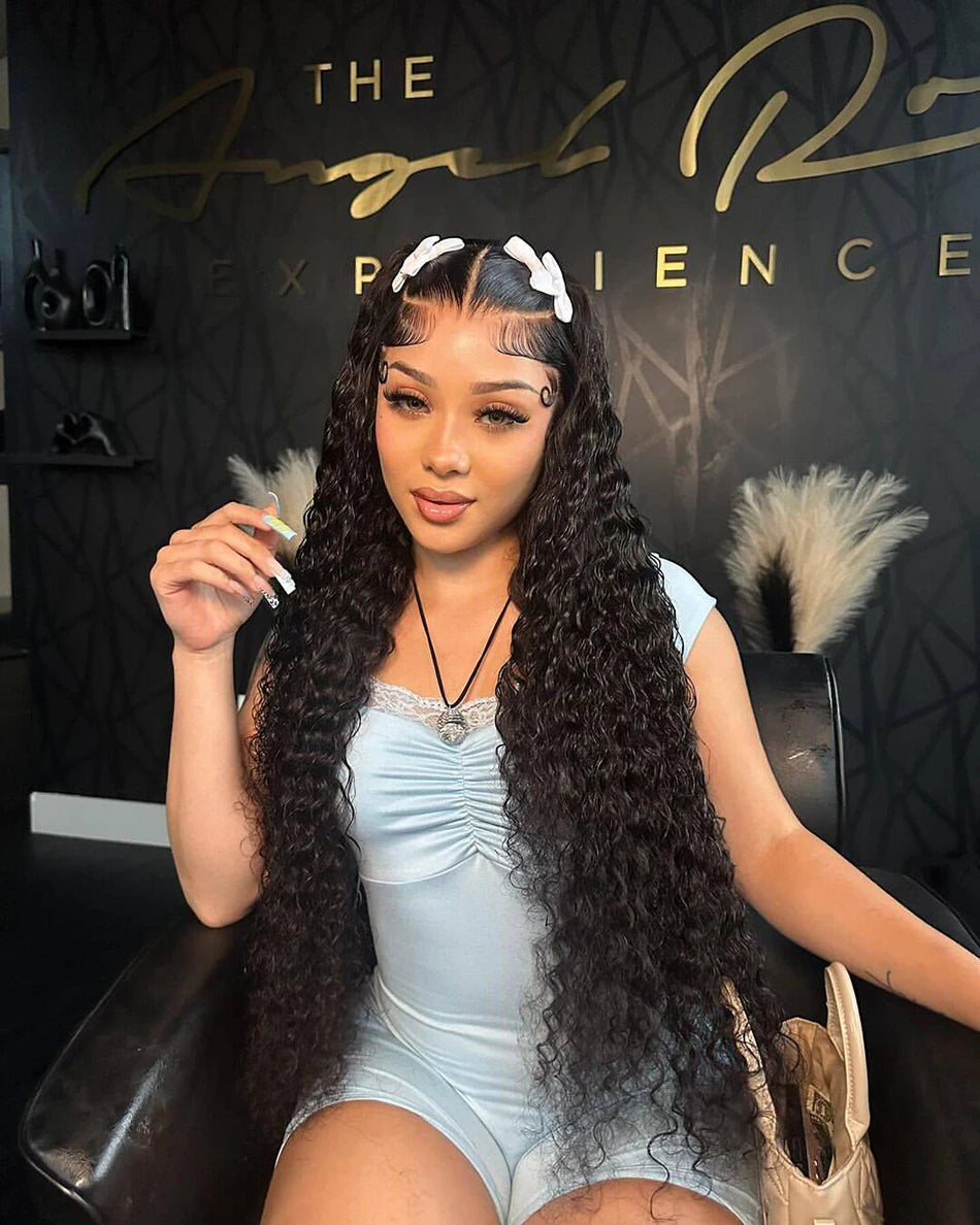 Premium 10A 13x6 HD Lace Front Human Hair Wigs 40 Inch Long Brazilian Deep Curly Lace Frontal Wigs Full And Bouncy Curly Wig