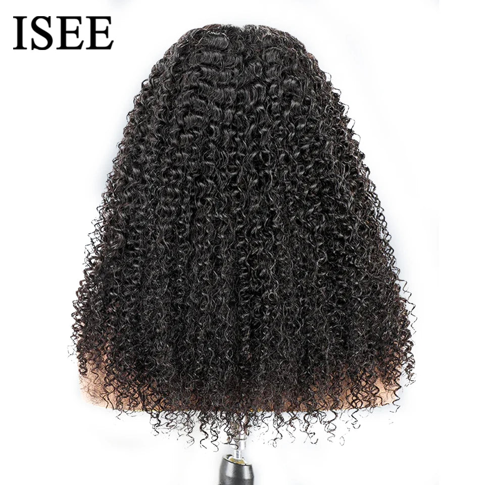 Kinky Curly Lace Front Wig Wear And Go Pre Bleached Knots 6x9 Curly Glueless Wig Human Hair Pre Cut PrePlucked ISEE Hair Wig