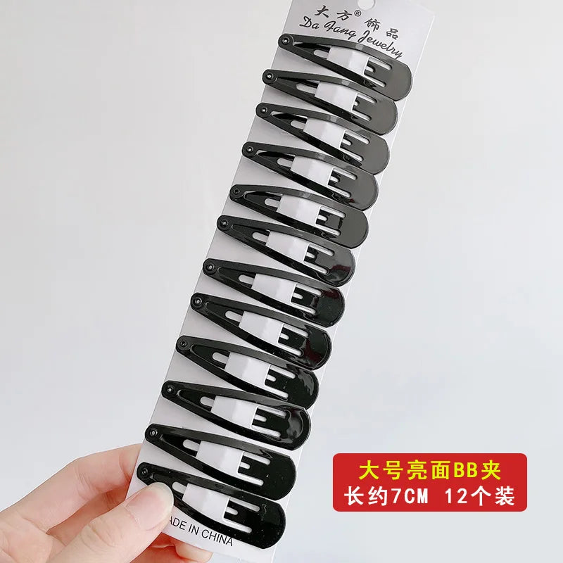 12Pcs/Set Black Barrettes BB Hair Clips Professional Hairpins Hair Accessories For Women Girls Styling Tool Headdress 5-8cm