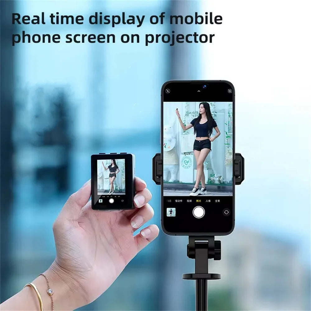 2025 New 5 in 1 Projection Rear Camera Selfie Stick with Selfie Monitor Screen Brush TikTok Bluetooth Remote Control Scrolling