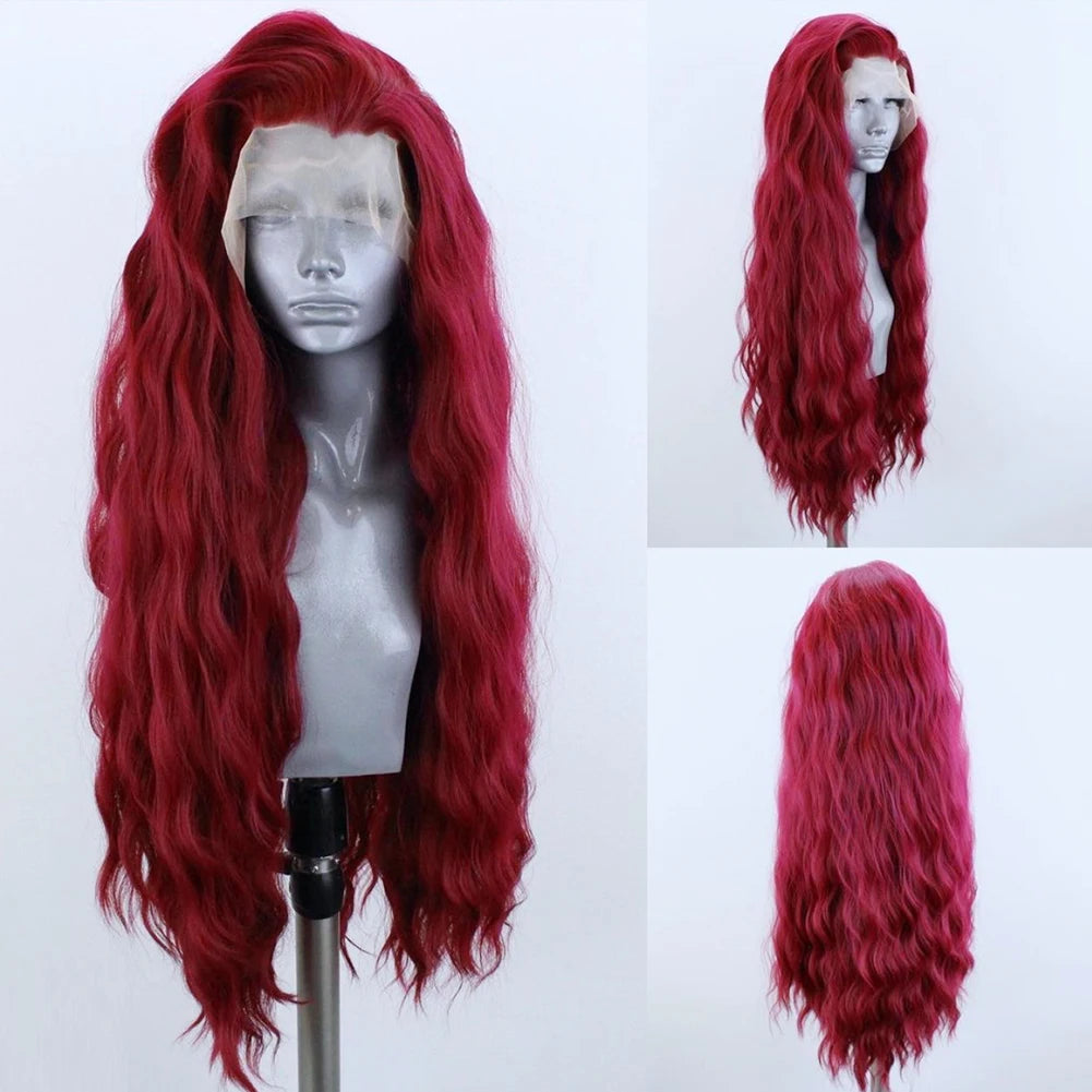 Premium Synthetic Lace Front Wig - Natural Wavy Brown Hair for Black Women | Pre-Plucked Swiss Lace