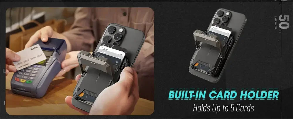SUPCASE Magnetic Tripod Phone Stand Credit Card Holder for iPhone 16/15/14/13/12 Adjustable Phone Stand Compatible with MagSafe