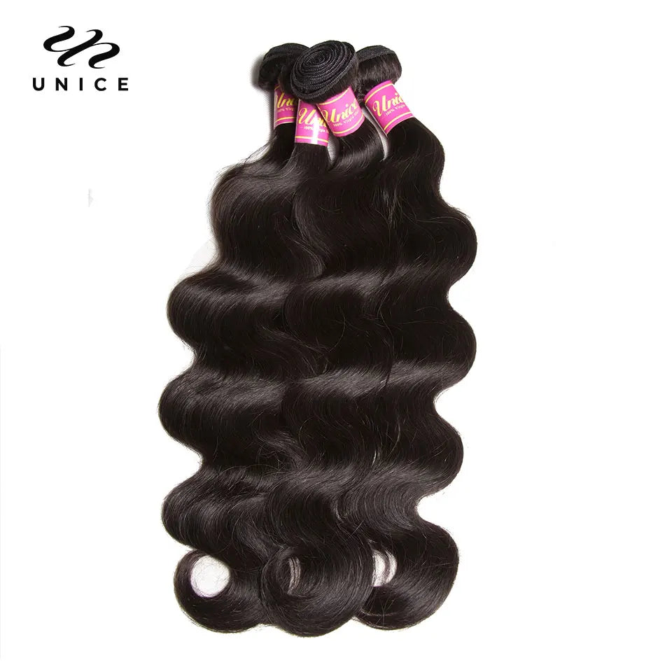 UNICE Hair Bundles Malaysian Body Wave 4 Bundles 100% Remy Hair Weaving Natural Color Human Hair Weaves 8-30inch Free Shipping