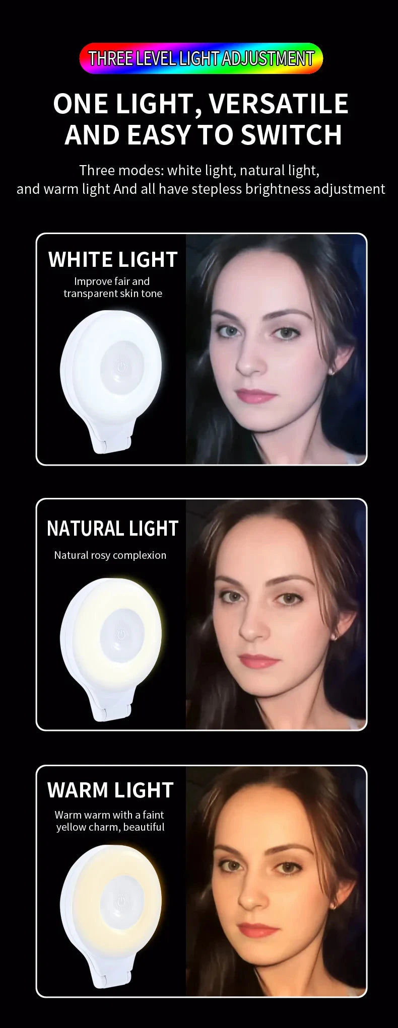 Portable Magnetic Mobile Phone Selfie Fill Light, Rechargeable Phone Selfie Light for Selfies/Photography/TikTok/live streaming