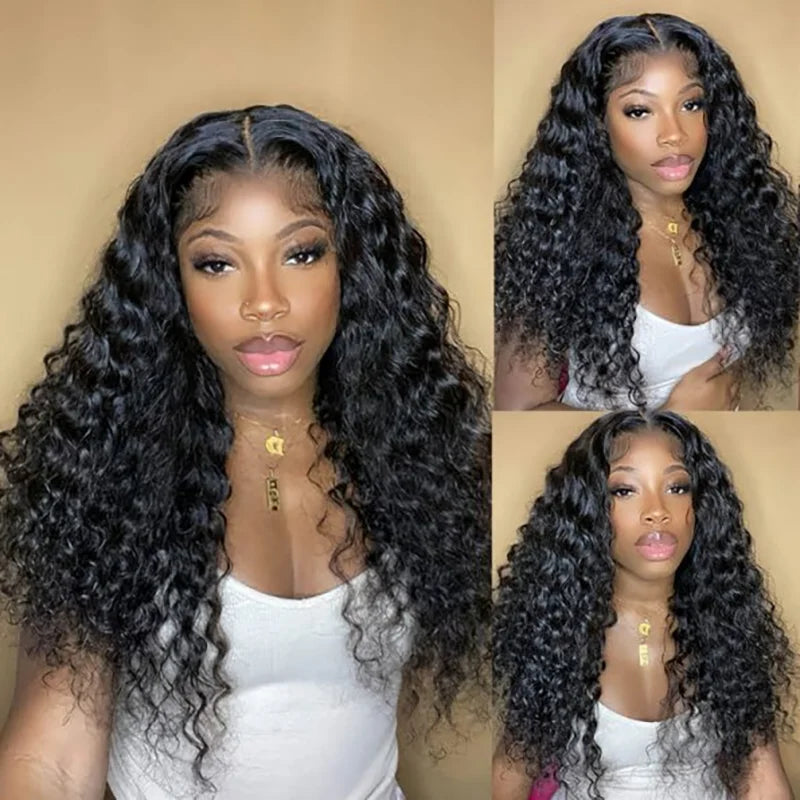 ISEE Hair Loose Deep Wave Lace Front Wig Wear And Go Transparent Loose Deep Curly Glueless Pre Plucked Human Wig Ready To Go
