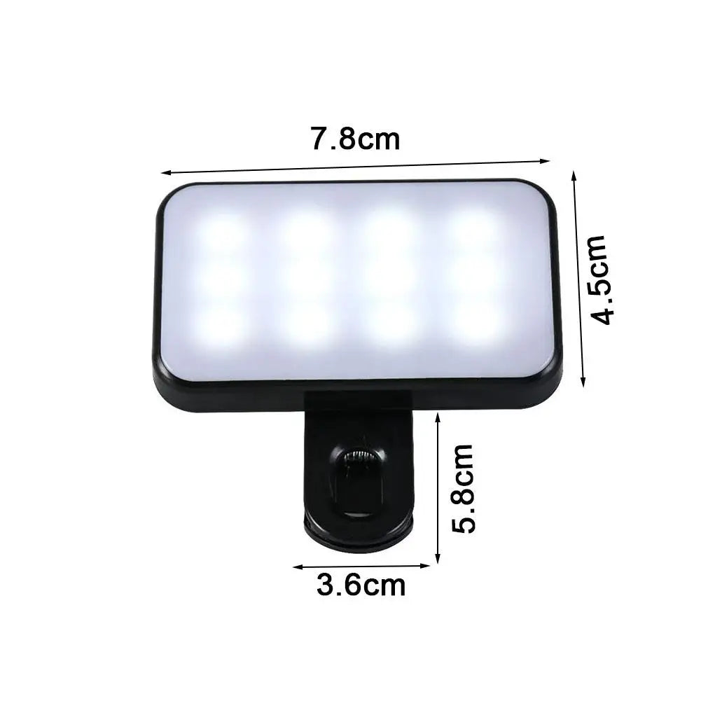 New Portable Mini Selfie Fill Light 3 Modes Adjustable Brightness Rechargeable Clip On For Mobile Phone Laptop Live Video Light