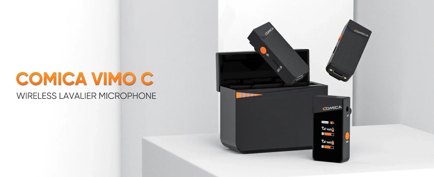 Comica Vimo C 2.4G Mini Wireless Lapel Microphone with Charging Case, for Smartphone Camera Podcast Interview YouTube Facebook