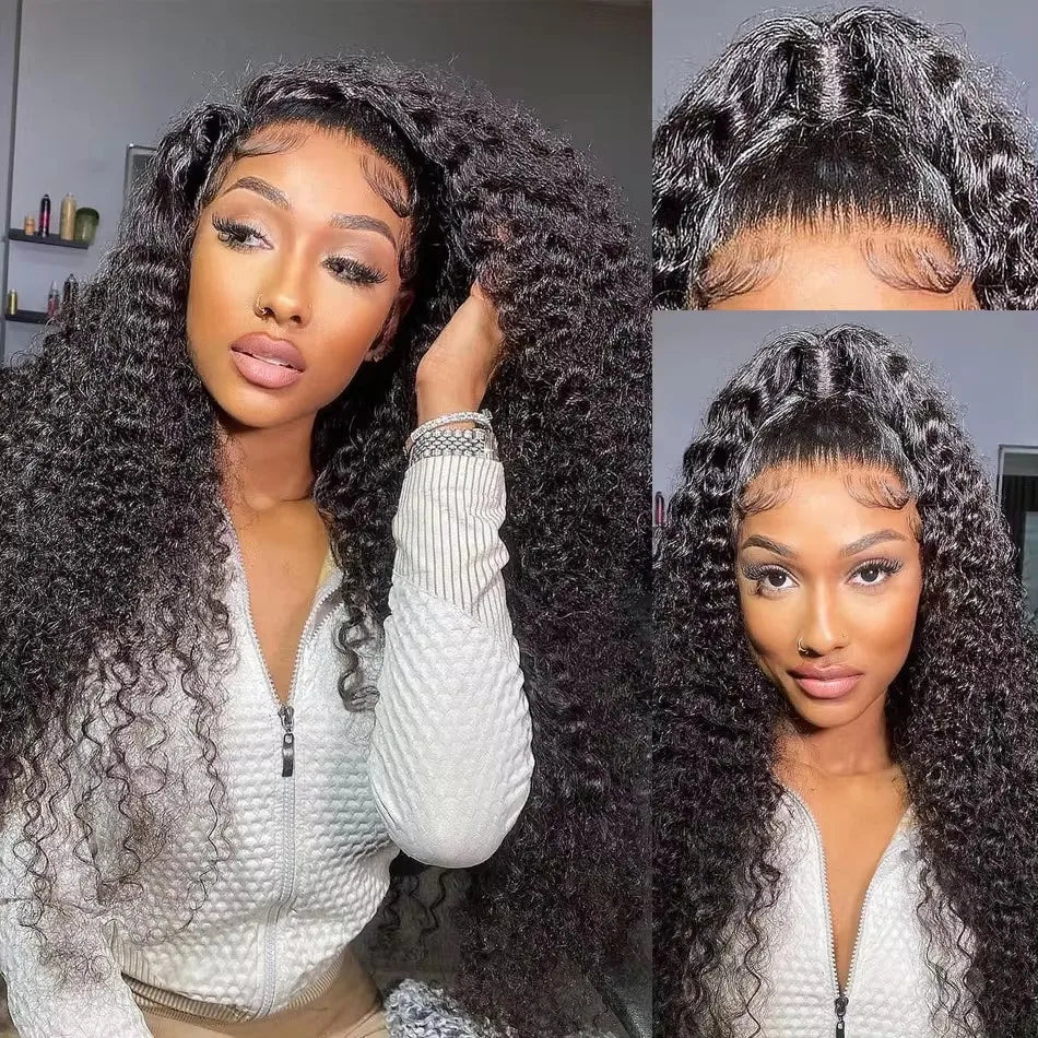 Natural Black Color 13X4 HD Lace Frontal Synthetic Wig For Women Deep Curly Preplucked With Baby Hair Cosplay Daily Drag Queen