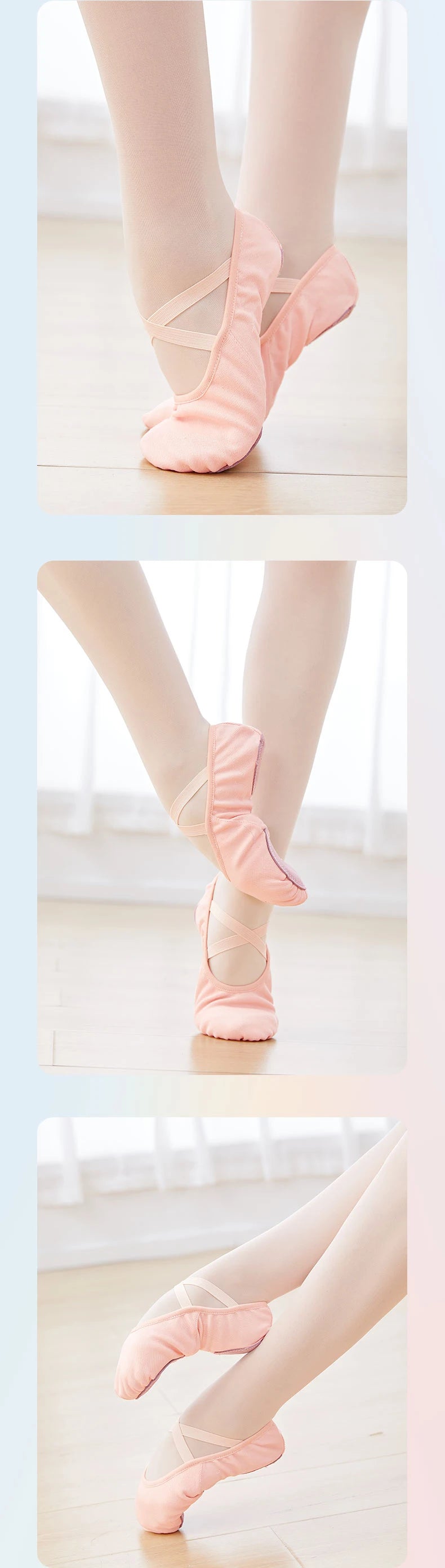 Girls Women Ballet Shoes Stretch Ballet Flats Free-lace Canvas Dance Slippers Elastic Split Soft Sole Ballet Dance Shoe for Kids