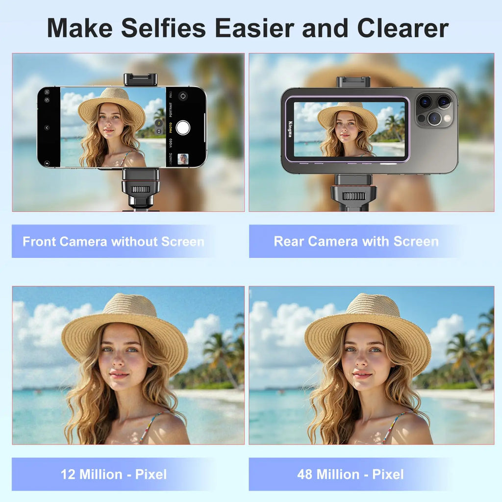 KingMa Magnetic Phone Vlog Selfie Touchscreen Monitor, with Zoom, Wireless Recording, Phone Rear Camera for iPhone Selfie TikTok