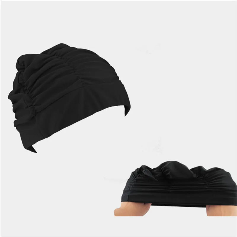 Swimming Hat Women Unisex Girls Long Hair Bathing Cap Swimming Cap Stretch Drape Free Size Swim Pool Sport Elastic Nylon Turban