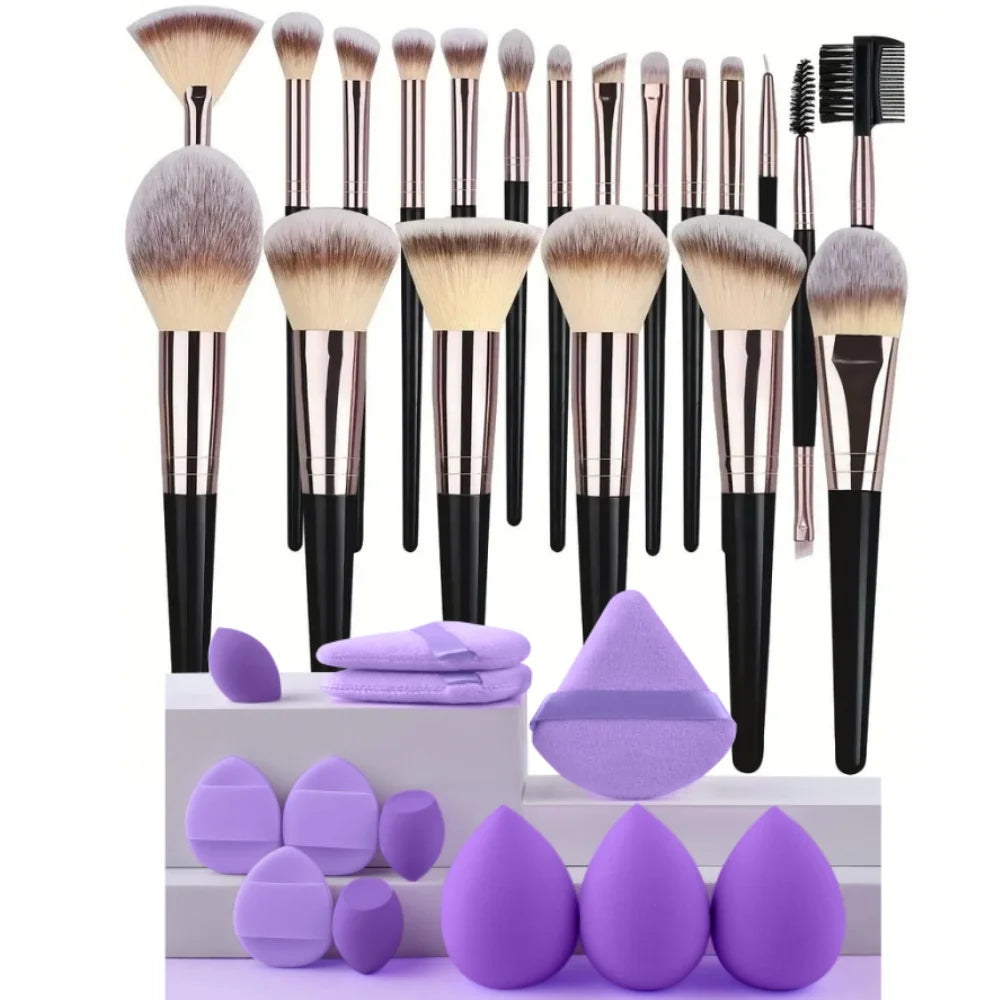 3-20PCS Makeup Brushes Set Eye Shadow Foundation Blush Highlighter Concealer Brush Female Beauty Tool Beauty Sponges Thumb Puffs