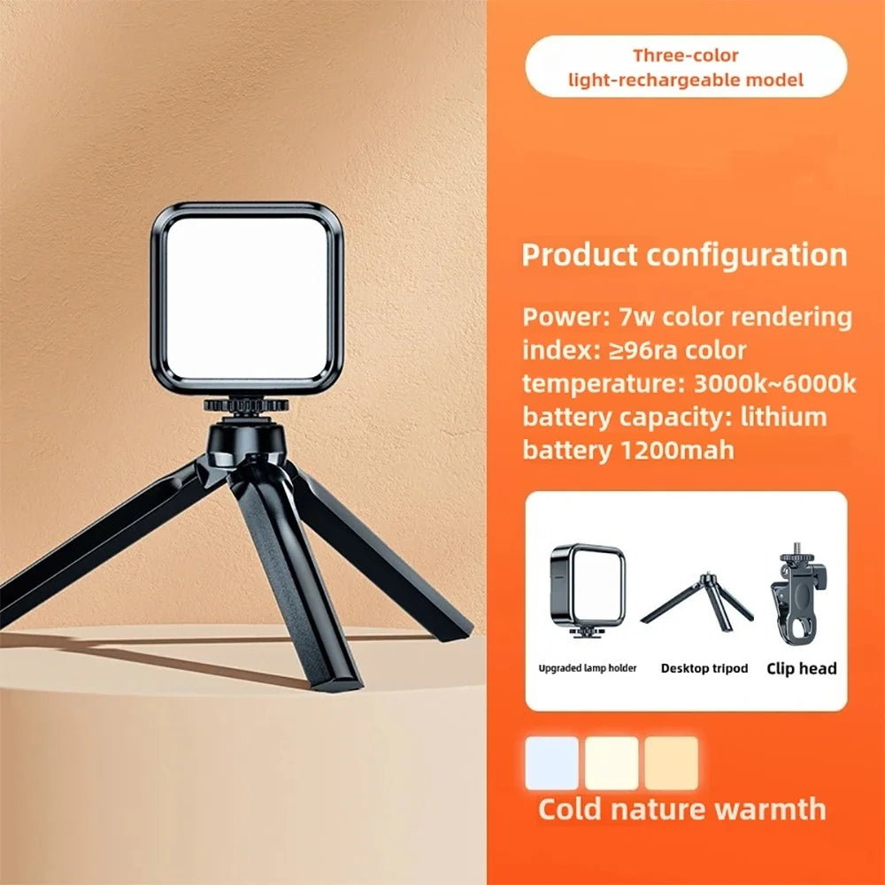 Portable LED Selfie Light for iPhone Samsung iPad Mobile Phone Laptop Clip Rechargeable Flash Fill Photo Video Photography Lamp