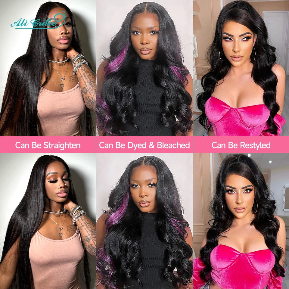 ALI GRACE Hair Indian Body Wave Hair Bundles Deal 100% Remy Human Hair Extensions Body Wave 3 Bundles Natural Color 10-28 inch